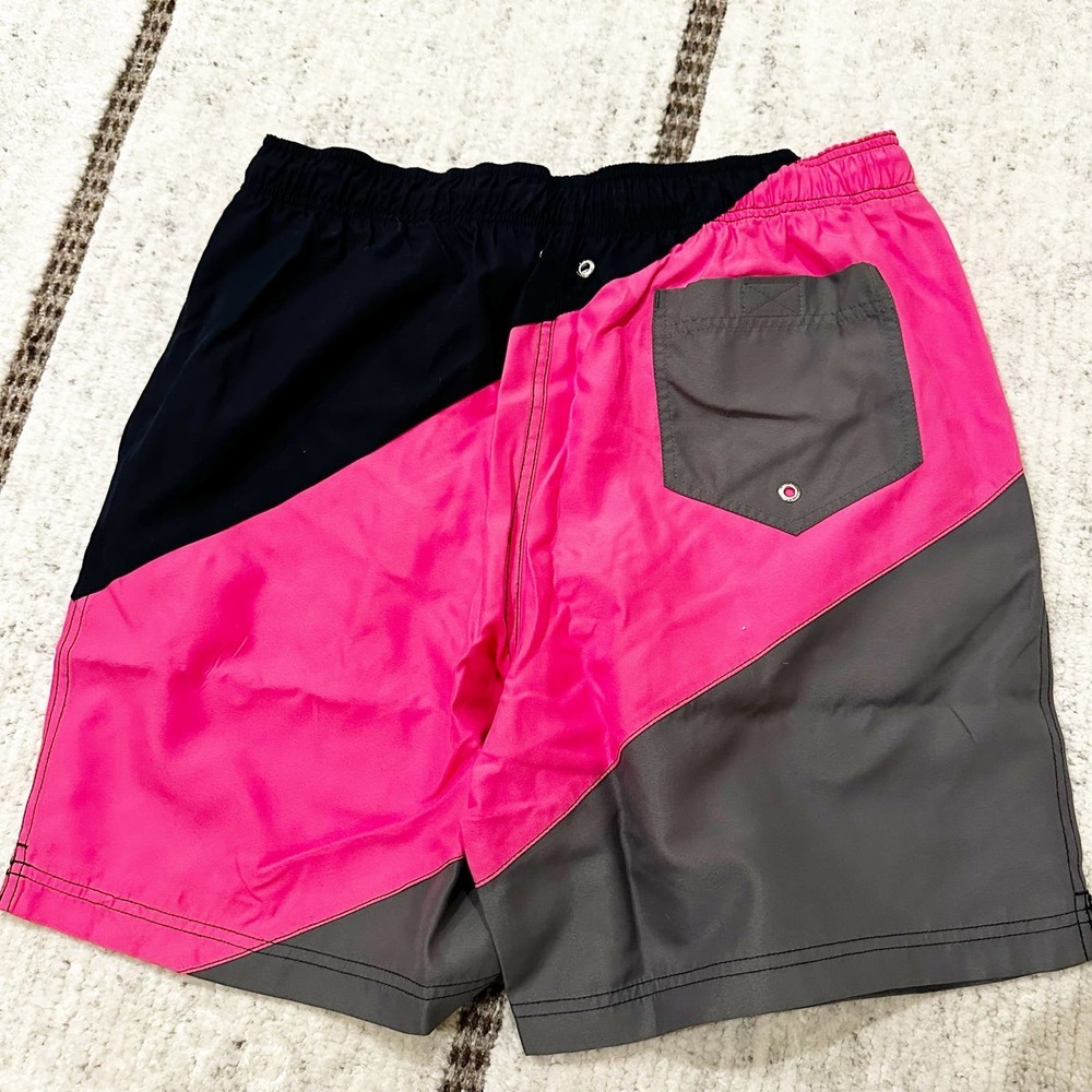 Lands End Men’s NWT 8” Pink Colorblock Volley Trunk Swim Resort Summer - Picture 8 of 8